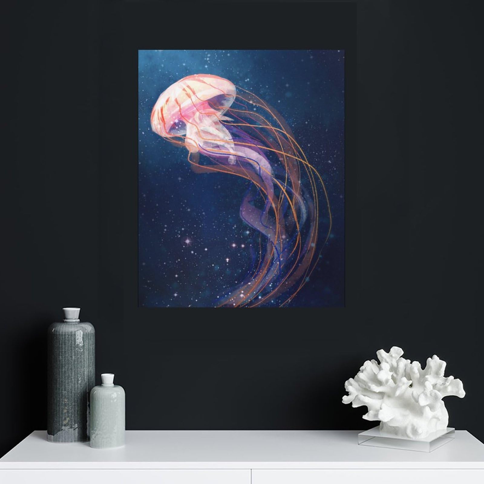 Amazon.co.jp: 絵画 星の中のクラゲインテリア 絵画 ファンタジー